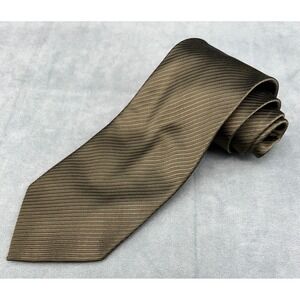 Cade Milano Italy Mens Silk Tie Olive Brown Ribbed Diagonal Textured Wide 4 Inch